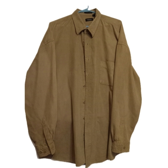 Van Heusen Suede Shirt Big & Tall 3XLT Button Up Point Collar 1 Pocket Spot READ - Picture 1 of 10